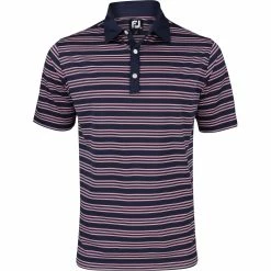 FootJoy Trio Stripe Lisle Self Collar Shirt Polo Short Sleeve Golf Apparel