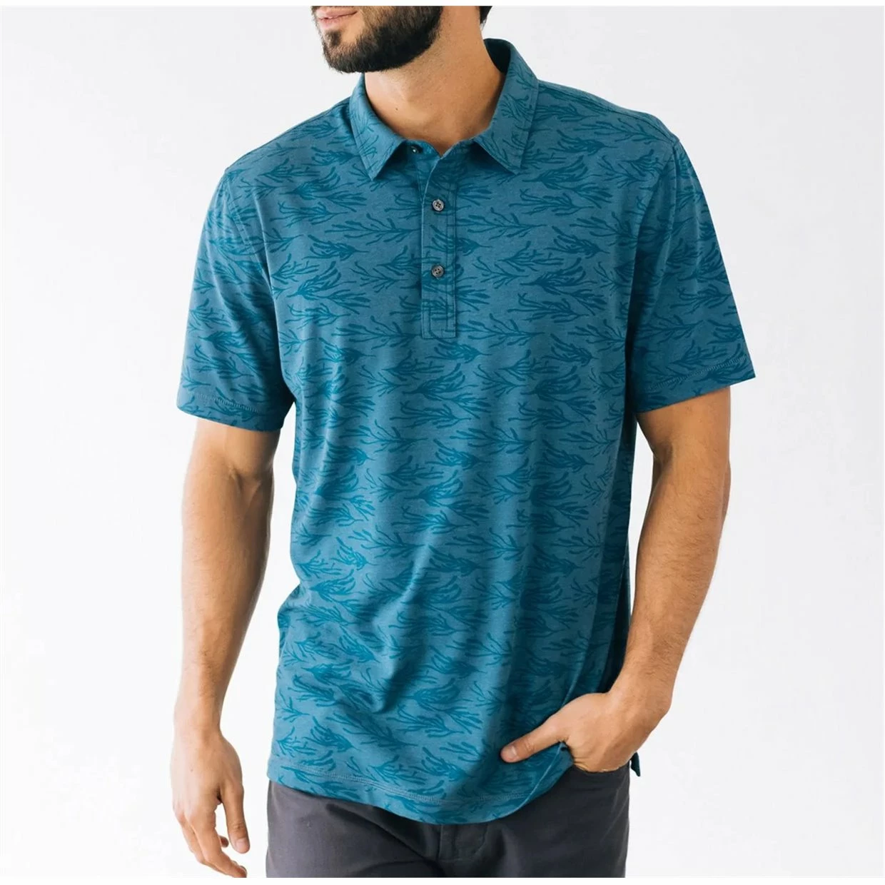 Linksoul Seaweed Print Anza Shirt Polo Short Sleeve Golf Apparel 5 Linksoul Seaweed Print Anza Shirt Polo Short Sleeve Golf Apparel - Image 3